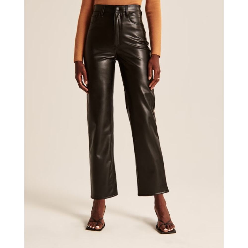 Abercrombie & Fitch The Ankle Straight Ultra High Rise Faux Leather Pants